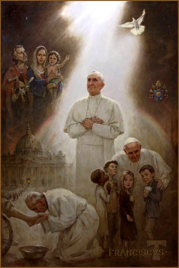 Paus Franciscus scenes schilderij